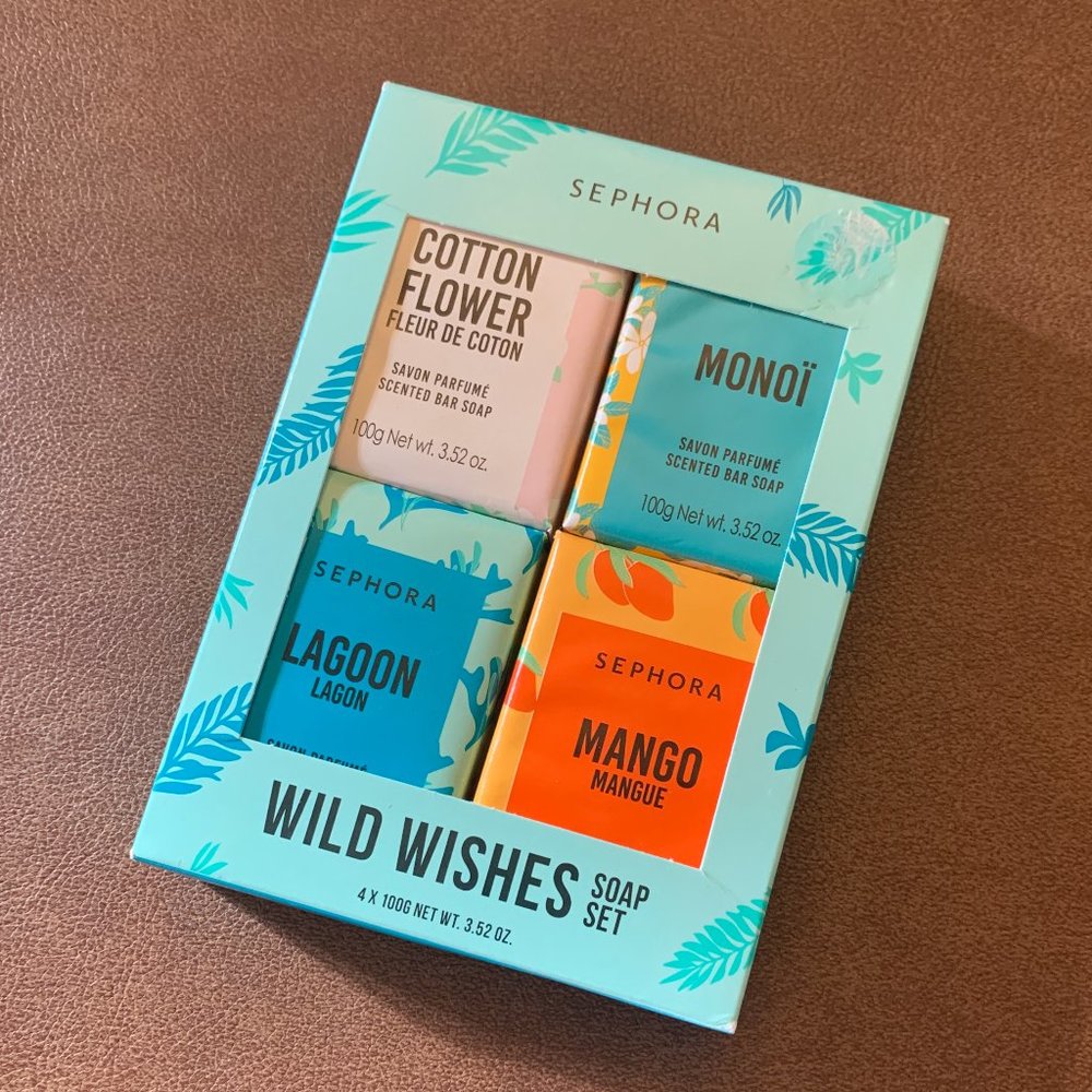 Sephora Wild Wishes 4-pc Soap Set: Cotton Flower, Lagoon, Monoi, Mango NIB